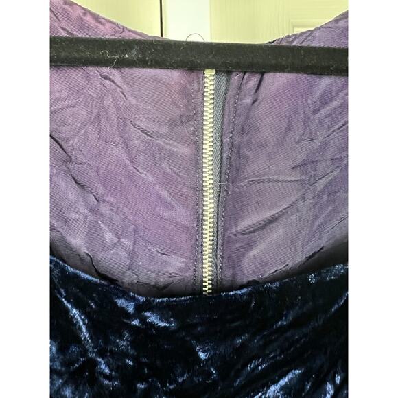 Vintage 60s Blue Crushed Velvet Sleeveless Short Square Neck Party Dress 00 XXS - Picture 4 of 7